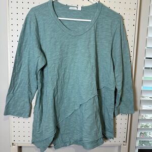 Wilt‎ Tunic Top Women's Size Large Seafoam Green Scoop Neck 3/4 Sleeve Casual